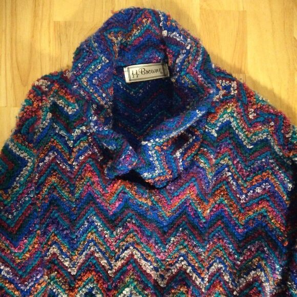 Vintage J.J. Browne Zigzag Chevron Knit Cardigan Sweater - Picture 1 of 9